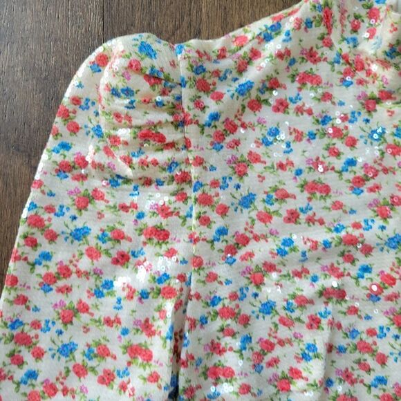 PushBUTTON Sequin Flower Turtleneck size S 4 6 - Picture 7 of 13